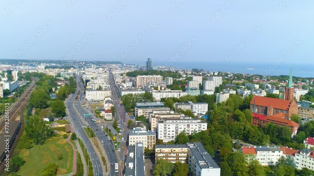 Gdynia Aerial View of whole city. Beautiful Polish town Gdynia Aerial View of whole city. Beautiful Polish town