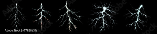 set of lightning bolt on transparent background