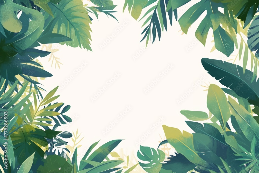 Seashell clipart framed by tropical foliage Seashell clipart framed by tropical foliage