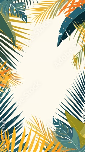 Seashell clipart framed by palm fronds