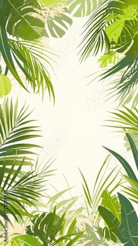 Seashell clipart framed by palm fronds