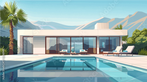 Modern villa with a pool and the mountains © Pablo