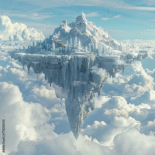 Futuristic Olympus city rises, where ancient gods meet modern architecture, a harmonious blend of past and future.