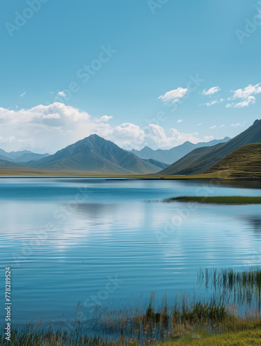 Sailimu Lake scenery in Xinjiang  China created with Generative AI tecnology.