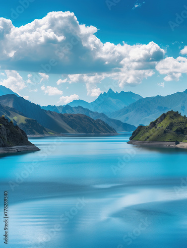 Sailimu Lake scenery in Xinjiang, China,created with Generative AI tecnology.