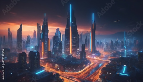 Cyber futuristic city 