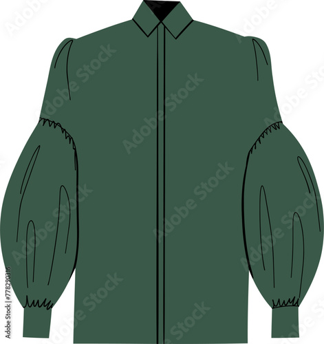 Woman clothes fashion wear hand drawn flat vector illustration. Blouse 