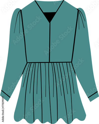 Woman clothes fashion wear hand drawn flat vector illustration. Blouse 