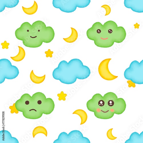 seamless pattern clouds for background, clothes, wallpaper