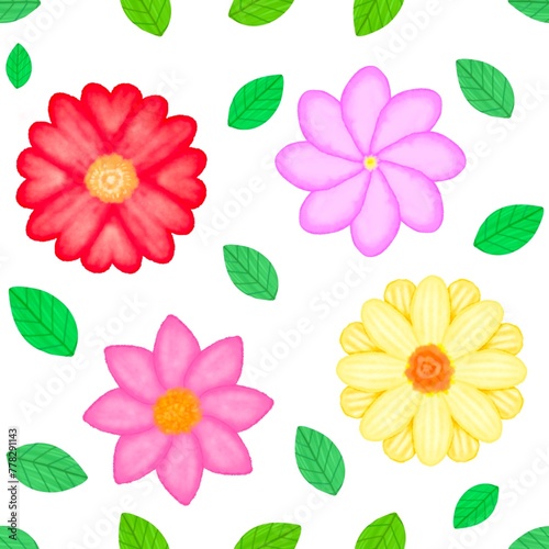 seamless pattern flower and leaves for background, backdrop, wallpaper, clothes