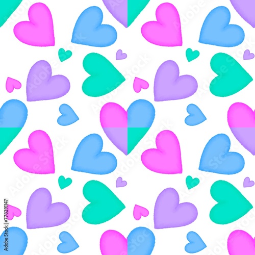seamless pattern colorful heart for background, wallpaper, clothes