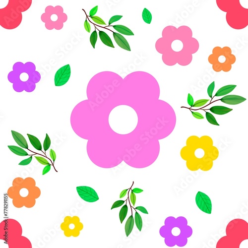 seamless pattern flower and leaves for background, backdrop, wallpaper, clothes