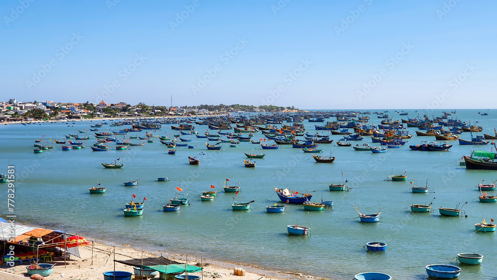 Wooden Fishing Boat On Sea At Mui Ne, Phan Thiet City, Vietnam. Wooden Fishing Boat On Sea At Mui Ne, Phan Thiet City, Vietnam.