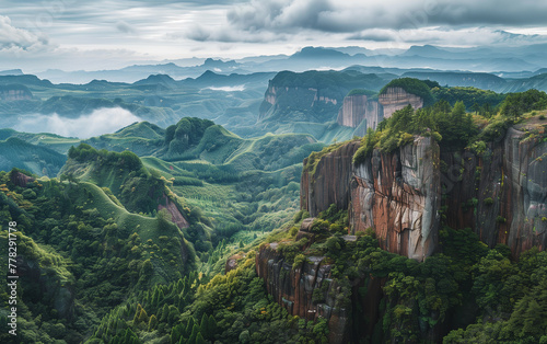 Wuyi Mountain scenery in Fujian, China,created with Generative AI tecnology.
