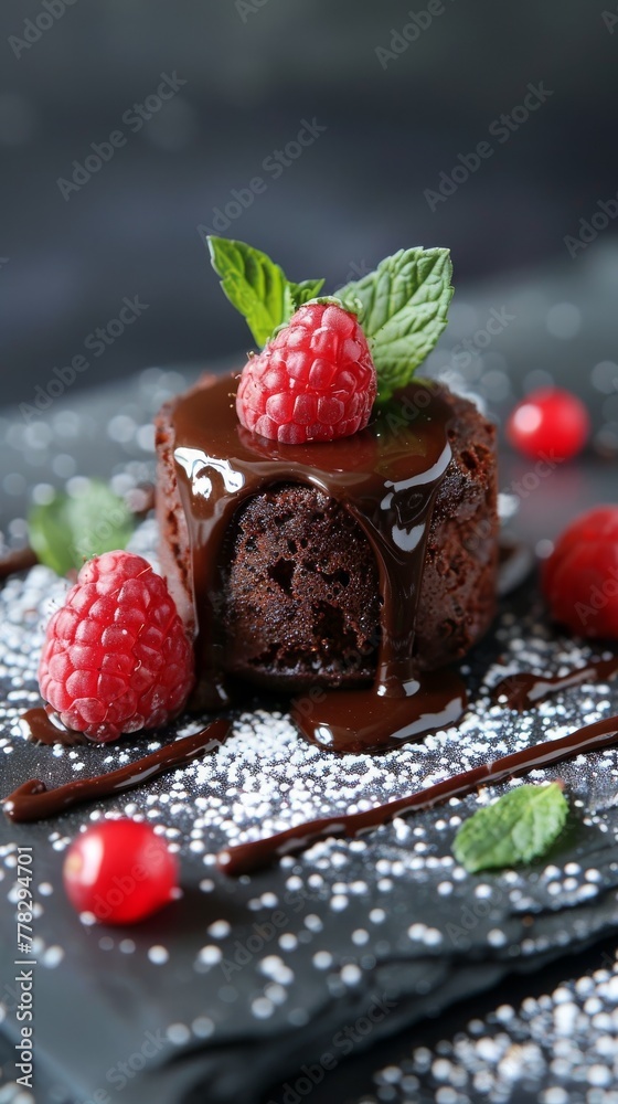 Miniature 3D chocolate lava cake on a clean background Miniature 3D chocolate lava cake on a clean background