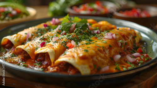 Beef Enchiladas Decorated Table HD Wallpaper Cinematic