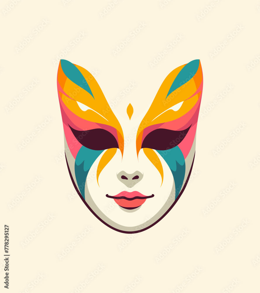 Woman in Festive Mask Vector Illustration, April Fools’ Day