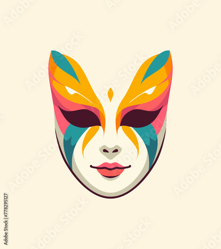 Woman in Festive Mask Vector Illustration  April Fools    Day