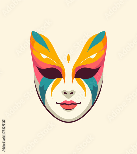 Woman in Festive Mask Vector Illustration, April Fools’ Day