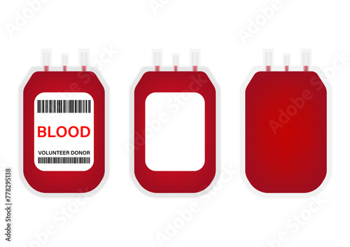 Blood Pack or Blood Bag. Blood Donation Concept. World Blood Donor Day. Vector Illustration. 