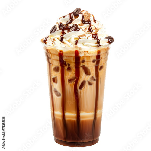 ice latte with chocolate on trasparent background