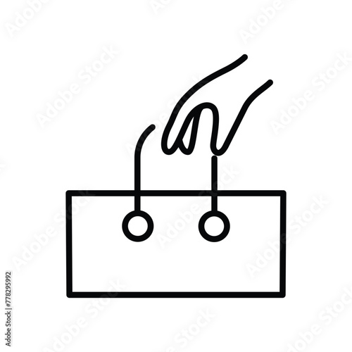 hand holding shoping bag outline icon thin lines vector design good for website and mobile app