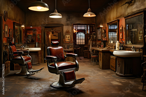 empty barber shop, barber shop, empty barbershop © MrJeans