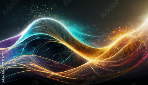 量子力学的エネルギーの波をイメージした抽象的なイラスト photo