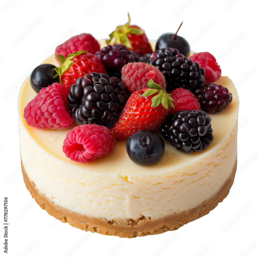 cheesecake with berries on on trasparent background