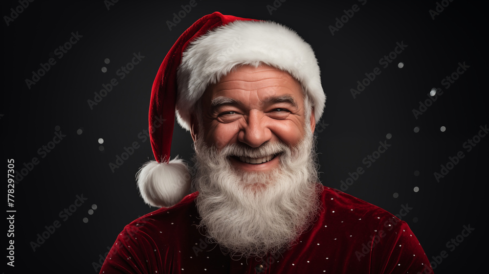 Smiling Santa Claus in Snowy Setting with Glowing Background Smiling Santa Claus in Snowy Setting with Glowing Background