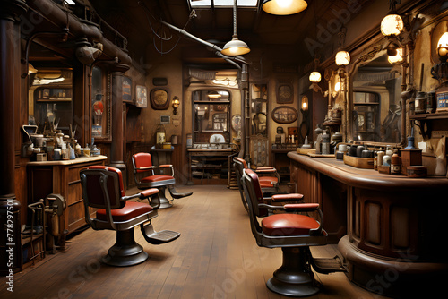 empty barber shop, barber shop, empty barbershop © MrJeans