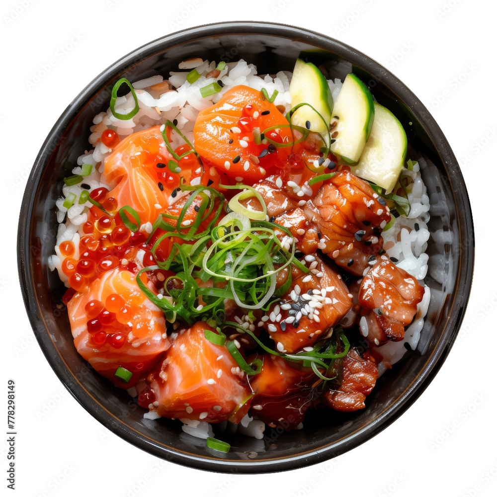 poke asian food top view isolated on trasparent background poke asian food top view isolated on trasparent background