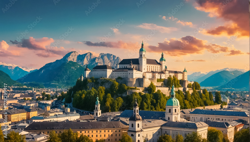 Naklejka premium Beautiful view of Salzburg Austria