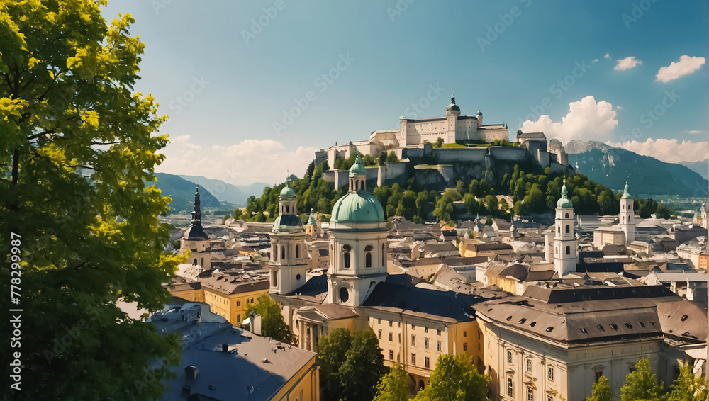 Beautiful view of Salzburg Austria historic