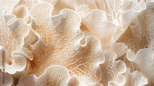 Texture de corail, gros plan en 3D des feuilles, veines et nervures de cette plante, univers océanique, faune et flore marine photo