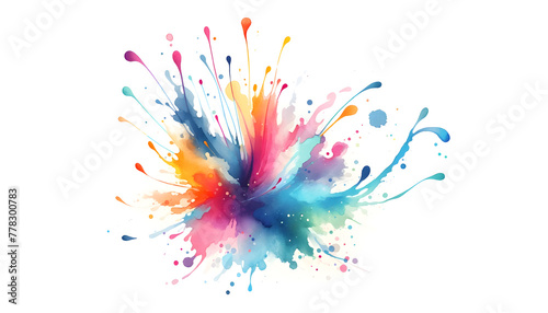 Bright colorful watercolor splash splatter stain brush strokes on white background. © mangolovemom
