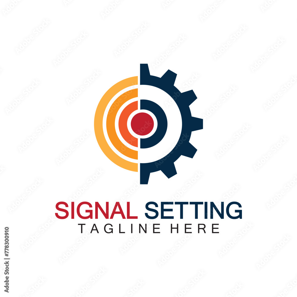 signal setting logo with gear and signal composition, logo for setting Connection, Signal, Internet, Telephone, Radio, Computer, Wifi, Communication, Antenna.