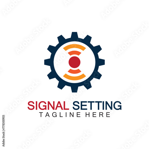 Free Download signal setting logo with gear and signal composition, logo for setting Connection, Signal, Internet, Telephone, Radio, Computer, Wifi, Communication, Antenna. - GFXLoad