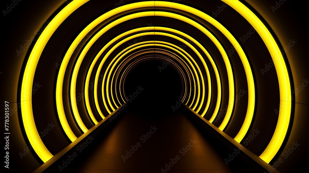 Futuristic yellow Neon Portal in the Dark Futuristic yellow Neon Portal in the Dark