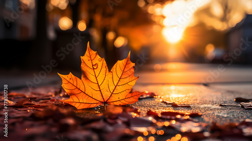 Autumn maple leaves scenery