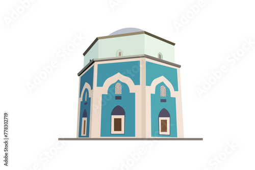 Bursa Green Tomb (Yesil Turbe) vector illustration. Green shrine vector.