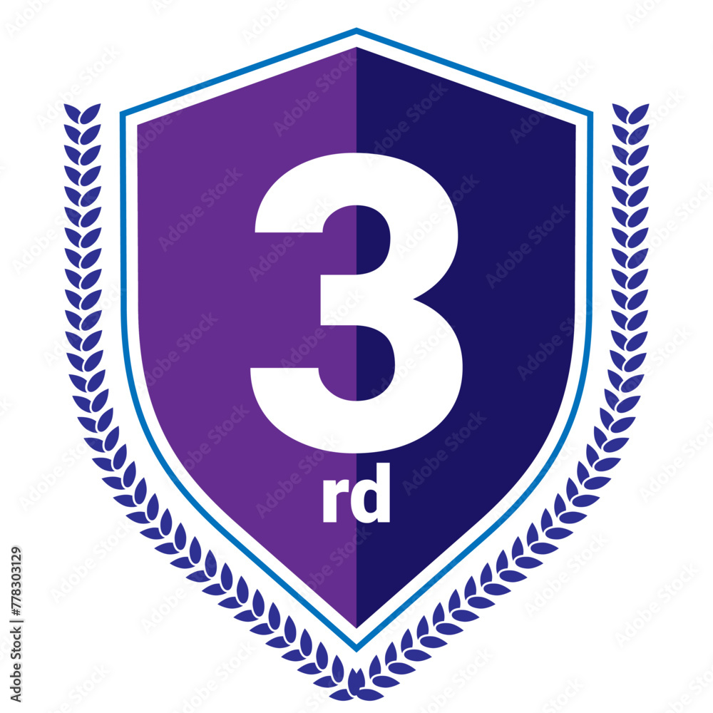 3rd, Vector illustration EPS 10 File. Number three. Award Icon. 3rd Place 3rd, Vector illustration EPS 10 File. Number three. Award Icon. 3rd Place