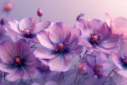 Beautiful purple flowers under warm sunlight, showing the colorful beauty of nature.