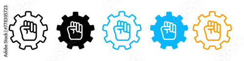 American Labor Day Celebration Icon with Tools and Fist Symbol