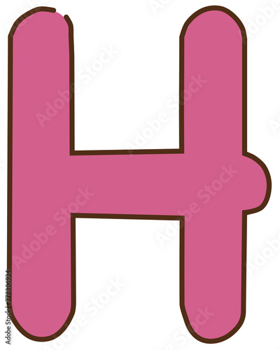 pink with brown border letter H