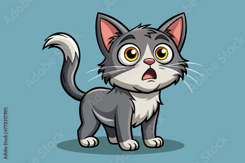 front view full frontal caricature cartoon shocked cute cat © Nayon Chandro Barmon