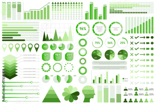 Set of infographic elements data visualization vector design template. Collection for any industry from business or marketing, economy, presentations. 10 EPS