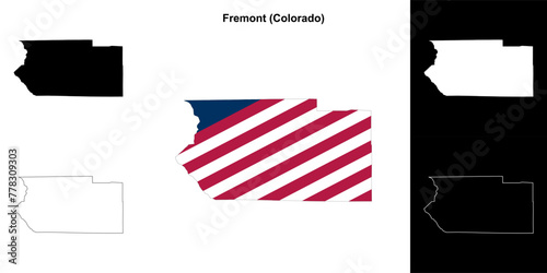 Fremont County (Colorado) outline map set photo