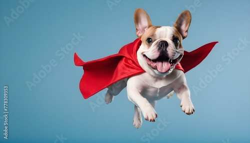  Funny, humorous French Bull Dog. Costumed, dress up. comedy, suit, hero.