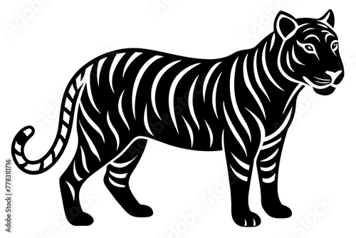  simple-tiger-silhouette--whit-background vector illustration 